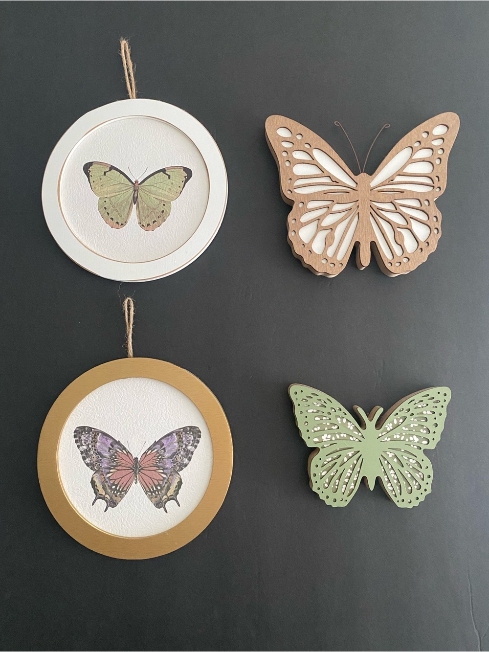 2 Butterfly Wall Art & 2 Butterfly Decor